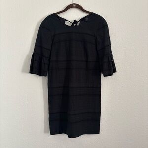 J. Crew Women's Size 0 Petite Black Flutter Sleeve Eyelet Shift Dress